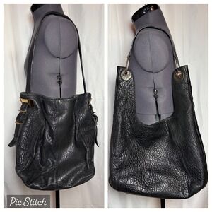 Vince Camuto Black Leather Shoulder Bag Lot Fava Zoey Hobo Tote Handbag DAMAGED